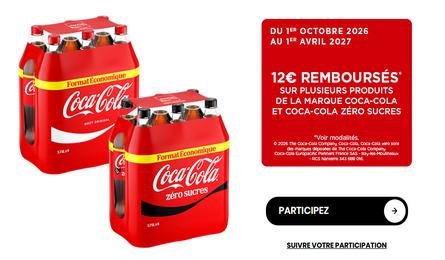 Coca-Cola : jusqu'à 12 € remboursés sur vos achats