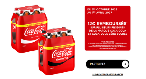 Coca-Cola : jusqu'à 12 € remboursés sur vos achats