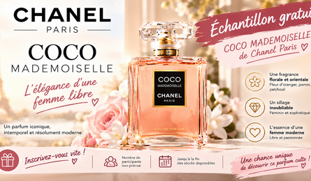 Échantillon Gratuit Eau de Parfum Coco Mademoiselle de CHANEL Paris