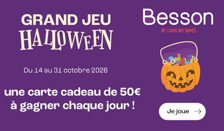 Grand Jeu Halloween Besson Chaussures 1 Carte Cadeau de 50€ à Gagner chaque Jour. Participez gratuitement au jeu Halloween Besson Chaussures .