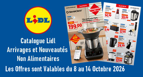 Lidl Catalogue Valable du 8 au 14 Octobre 2026 Arrivages et Nouveautés non Alimentaires