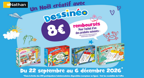 Nathan Offre Noel 2026 8€ remboursés pour l’achat d'un Jeu Dessinéo