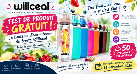 Test Produit Willceal : Bouteille d&rsquo;eau infuseur de fruits