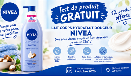 Test Produit Free Cosmetic Testing : Lait Corps Hydratant Douceur – Nivea