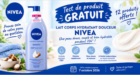 Test Produit Free Cosmetic Testing : Lait Corps Hydratant Douceur – Nivea